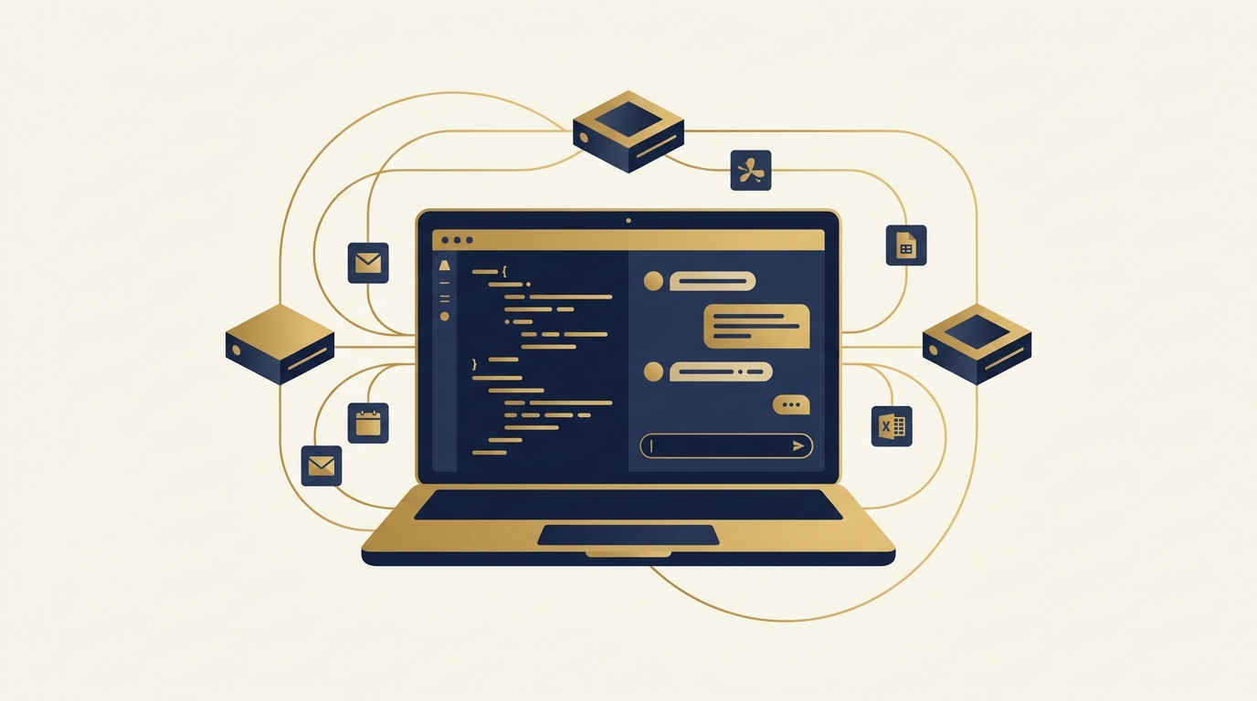 Claude APIとMCPサーバーで業務を統合運用するイメージ